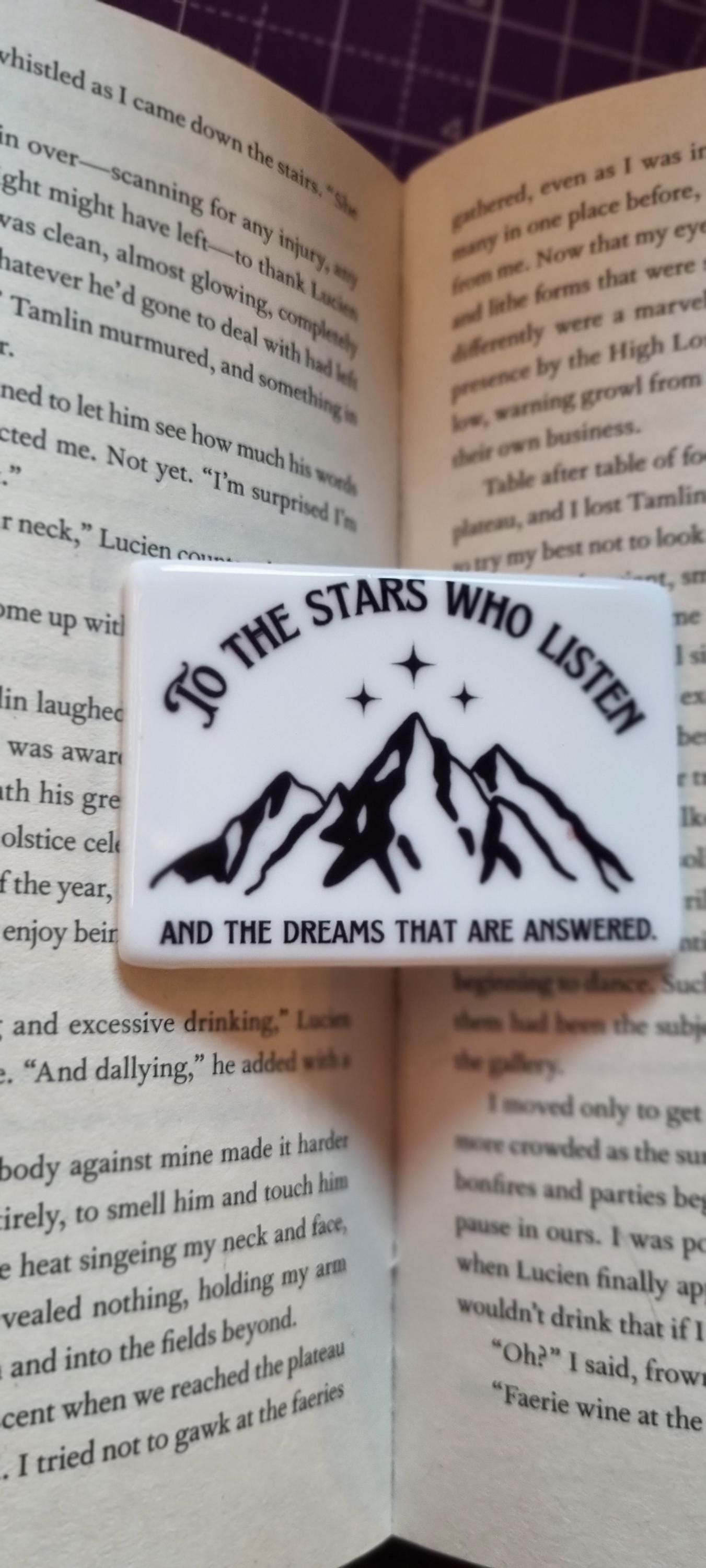City of Starlight bookish magnet featuring mountain design with stars and inspirational quote