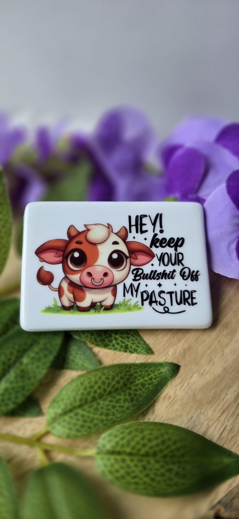Sublimely Special funny cow fridge magnet with humorous text and cartoon cow design