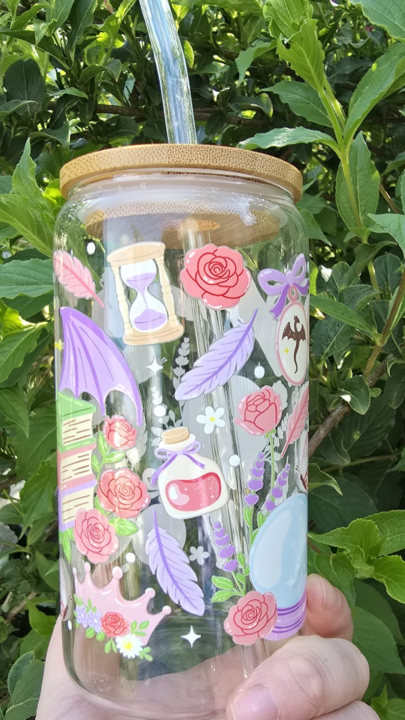 Sublimely Special romantasy book lover tumbler with magical illustrations and wooden lid